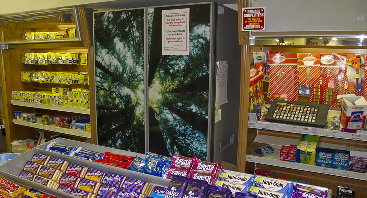 Cigarette vending machine in shop view